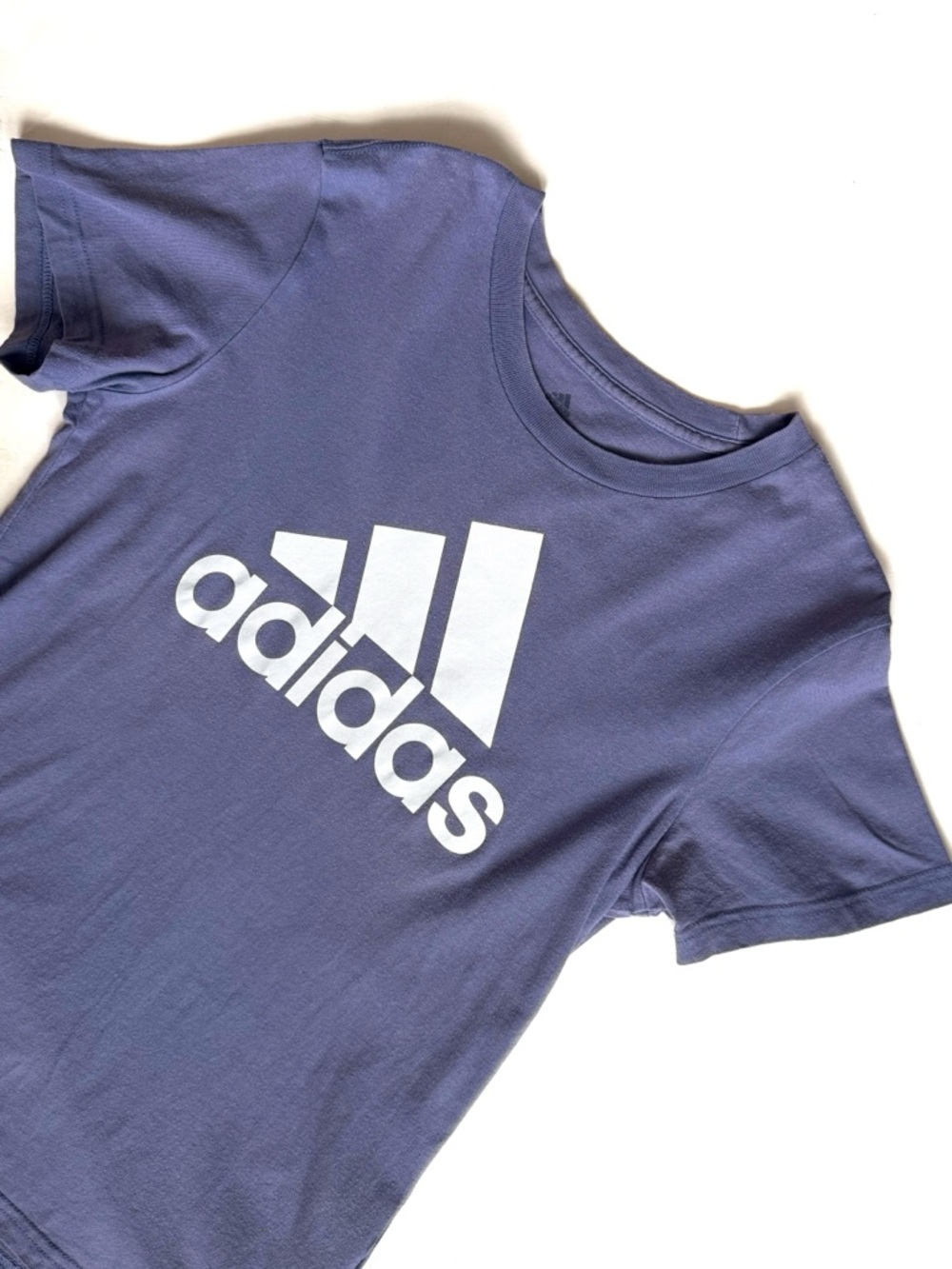 adidas Purple Tee with White Trefoil Logo Med